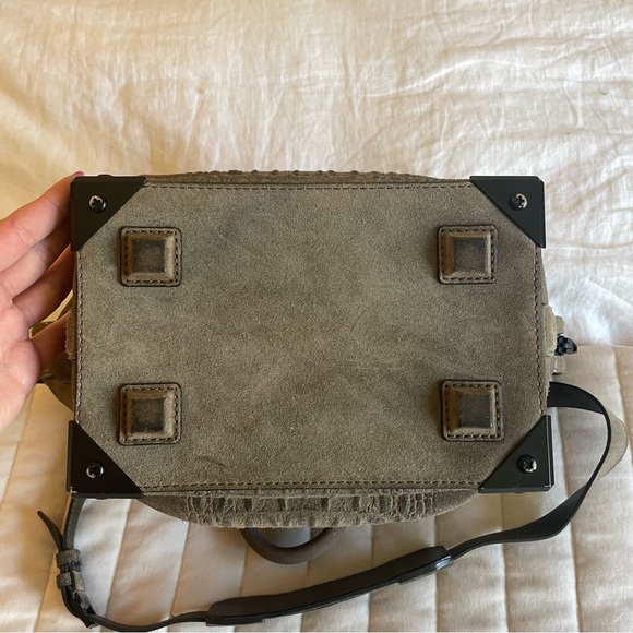 Alexander Wang Emile Suede Satchel Croc Embossed Leather olive green - Picture 6 of 11